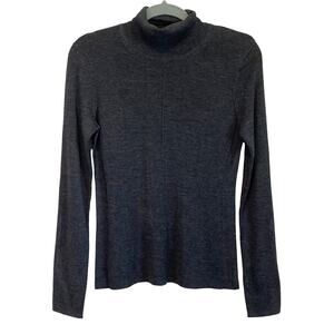 Worth Charcoal Grey 100% Wool Fitted Turtleneck Knit Sweater Women Sz M Layering